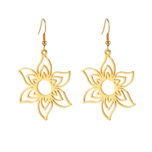 Titan Stahl hohler dreilagiger unsterblicher Blumenanhänger Mode einfache Ohrringe aus Edelstahl von Caiduoduo