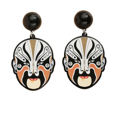 Vintage Chinesische Opernkultur Muster Große runde Ohrringe für Frauen Arylic Einfaches tägliches Leben Schmuck Accessoires von Caiduoduo