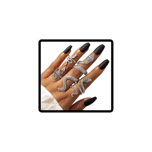Caiguoer 4 Stück Vintage Snake Ringe Set Schlange Ringe Stacking Gothic Schmuck für Frauen und Gitter (B) von Caiguoer