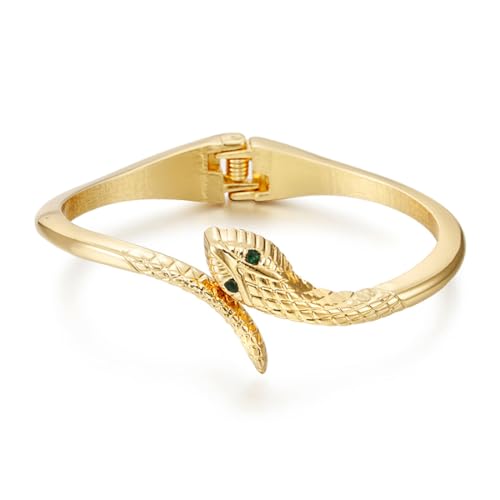 Caiguoer Gold Snake Verstellbares Armband für Frauen Emerald Eyes Snake Armbänder, Metall von Caiguoer