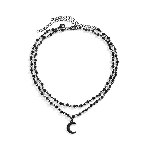 Caiguoer Gothic Dark Alloy Halskette Punk Kreuz Stern Mond Anhänger Halskette Halloween Zubehör für Frauen und Mädchen, Metall von Caiguoer