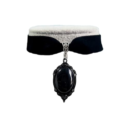 Caiguoer Halloween Halskette Gothic Schmuck Schwarz Choker Kristall Anhänger Vampir Halskette Halloween Schmuck für Frauen, Einheitsgröße, Metall von Caiguoer
