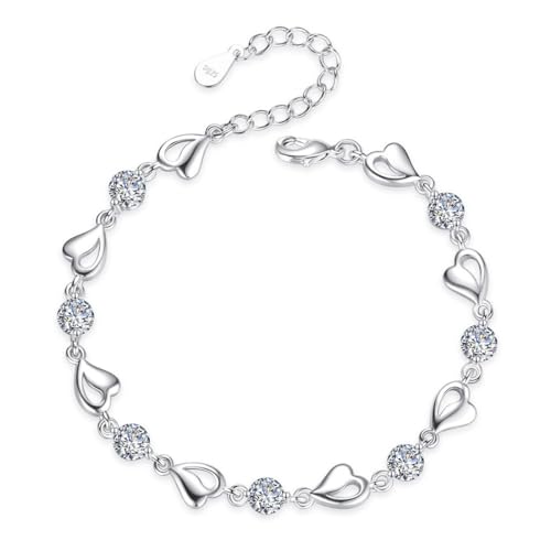 Caiguoer Silberarmband, Kristallarmband, Schmuck für Mädchen und Damen, 1 count (Pack of 1), Metall von Caiguoer