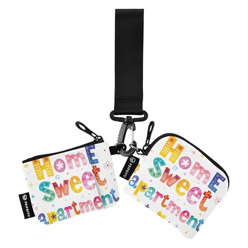 2 Stück Damen Herren Geldbeutel Portemonnaie mit Reißverschluss und Münzfach, Wohnung Home Sweet, 4.13"(L) x 3.5"(W), Reisezubehör von Caihoyu