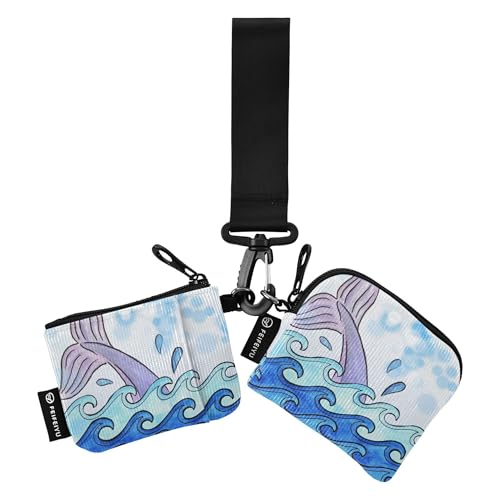 2er Set Minimalistische Kreditkartenhüllen mit Schlüsselanhänger für Damen, Wal Im Ozean, 4.13"(L) x 3.5"(W), Reisezubehör von Caihoyu