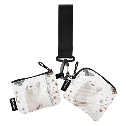Aesthetic American Curl Cats 43583_2 Dual Coin Purse Credit Card Holder Wallet Slim Portable Key Chain Wallet Change Purse with Zipper Coin Pocket for Work Travel 2 Pcs, Mehrfarbig, 4.13"(L) x 3.5"(W von Caihoyu