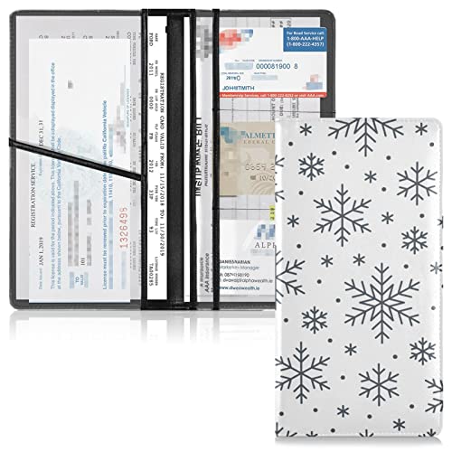 Auto Registration and Insurance Card Holder Christmas Snowflake Leather Handschuhbox Organize Men Women Wallet Accessories Case for Cards, Essential Document Driver License von Caihoyu