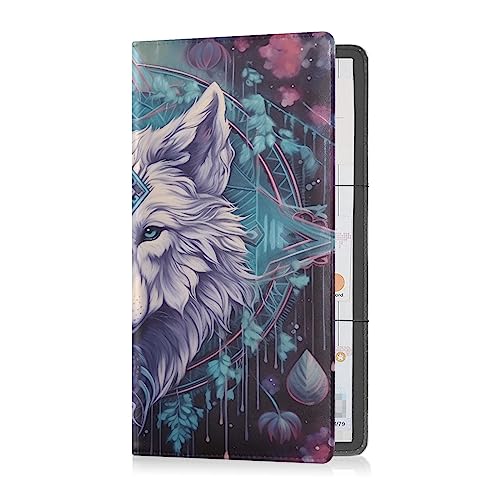 Auto-Registrierung und Versicherung Kartenhalter Leder Handschuhfach Organisieren Männer Frauen Brieftasche Zubehör Etui für Karten, Wesentliches Dokument Führerschein Alchemie Okkulter Wolf Totem von Caihoyu