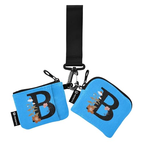 B Doppel-Münzgeldbörse, Kreditkartenetui, kompakte Größe, Kartenhalter mit Schlüsselanhänger, für Arbeit, Reisen, 2 Packungen, Mehrfarbig, 4.13"(L) x 3.5"(W), Reisezubehör von Caihoyu