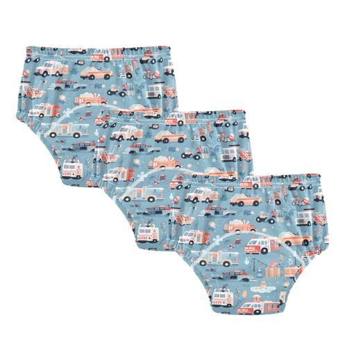 Baby Jungen Training Töpfchen Unterwäsche Wiederverwendbare Nacht Töpfchen Trainingshose Kurze Unterwäsche für Kleinkind 3T Feuerwehrauto Krankenwagen Minivan Polizei Auto von Caihoyu