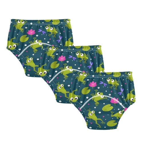 Baby Mädchen Töpfchentraining Höschen Weiche Baumwolle Boxershorts Unterwäsche Trainingshose für Kinder 4T Lustige Helle Cartoon Frösche Seerosen von Caihoyu