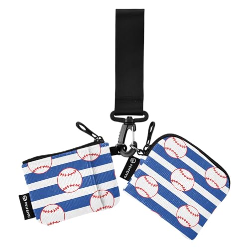 Baseball Blau Streifen Damen Geldbörsen Kartenetui klein Abnehmbare Kartenhalter Geld mit Armband für Damen Herren 2 Stück, Mehrfarbig, 10.5cm (L) x 8.9cm (B),, Mehrfarbig, 4.13"(L) x 3.5"(W), Ncaa von Caihoyu