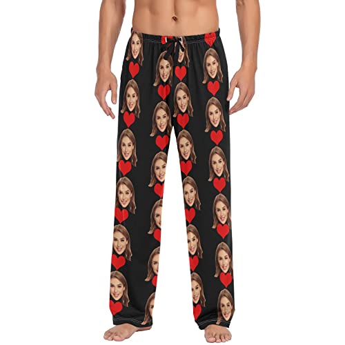 Benutzerdefiniertes Fotogesicht, bedruckte Herren-Nachtwäsche, Pyjamahose, personalisierte lässige Pyjamahose, Urlaubsgeschenke, Multicolor04, X-Large von Caihoyu