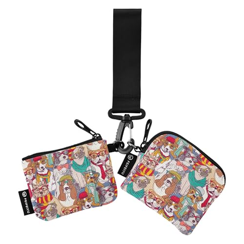 Brieftaschen für Damen, Kartenhüllen, abnehmbarer kleiner Kreditkartenhalter mit Reißverschlusstasche für Damen und Herren, 2 Stück, Schönes Hipster-Muster für Hunde, 4.13"(L) x 3.5"(W), Reisezubehör von Caihoyu