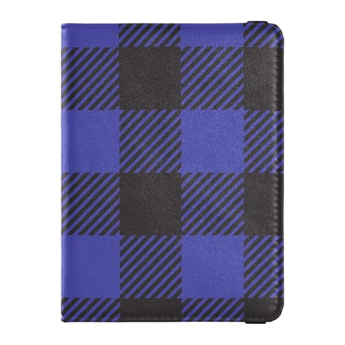 Büffelblau kariertes Leder Reisepass und Impfpass Brieftasche Combo Reisepass Hülle Reisedokumente Brieftasche Reisepasshülle für Damen und Herren wasserdicht, Mehrfarbig, 1 size, Casual von Caihoyu