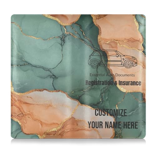 Caihoyu Individuelle Leder-Auto-Registrierungs- und Versicherungshalter, personalisierbar, für Männer und Frauen, perfekte Auto-Essentials Geldbörse für Dokumente, Karten, Führerschein, Marmor von Caihoyu