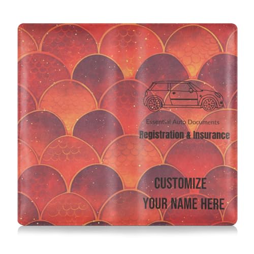 Caihoyu Individuelle Premium-Leder-Auto-Registrierungs- und Versicherungshalter, personalisierbar, für Männer und Frauen, perfekte Auto-Essentials Geldbörse für Dokumente, Karten, Führerschein, rote von Caihoyu
