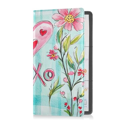 Caihoyu Leder Auto Registrierung und Versicherungshalter Herren Damen Präfekt Auto Essentials Brieftasche für Karten, Essential Dokument Führerschein Valentinstag Blumen Ture Love Heart, Valentinstag von Caihoyu