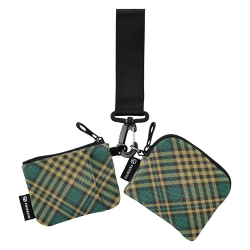 Damen Geldbörsen Kreditkartenetui klein abnehmbar Kreditkartenorganizer mit Reißverschlusstasche für Frauen Männer 2 Stück, Schottland Buffalo Plaid Tartan Check Schwarz Gold Grün, 4.13"(L) x 3.5"(W), von Caihoyu