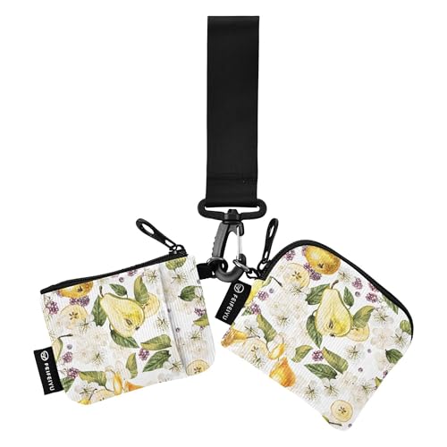Damen Kartenetuis Kleingeldhalter Mini Mode Kleingeld Geldbörse Schlüsselhalter mit Handgelenkschlaufe für Männer Frauen 2 Packungen, Brombeeren Birne, 4.13"(L) x 3.5"(W), Reisezubehör von Caihoyu