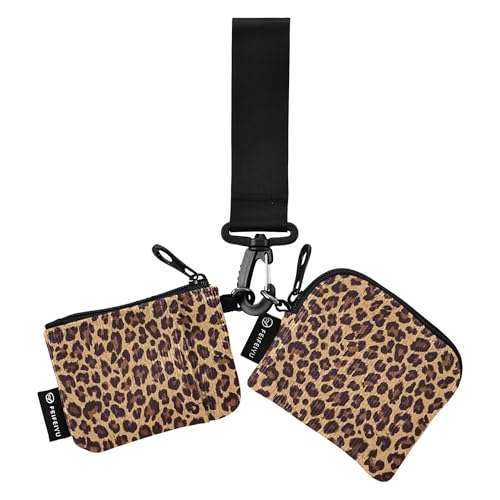 Damen Kleingeldbörse Kartenetuis Dünn Flach Frauen Kreditkartenetui Münzbörse mit Reißverschluss Münzfach für Damen Mädchen 2 Stück, Leopardenmuster, 4.13"(L) x 3.5"(W), Reisezubehör von Caihoyu