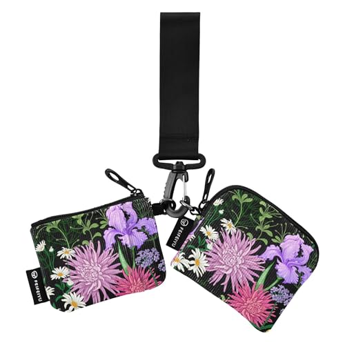 Damen Münzgeldbörsen Kartenetuis Große Kapazität Kreditkarte Geldbörse Organizer mit Handgelenkschlaufe für Damen Mädchen 2 Stück, Sommermuster Wildblumen Kamille, 4.13"(L) x 3.5"(W), Reisezubehör von Caihoyu