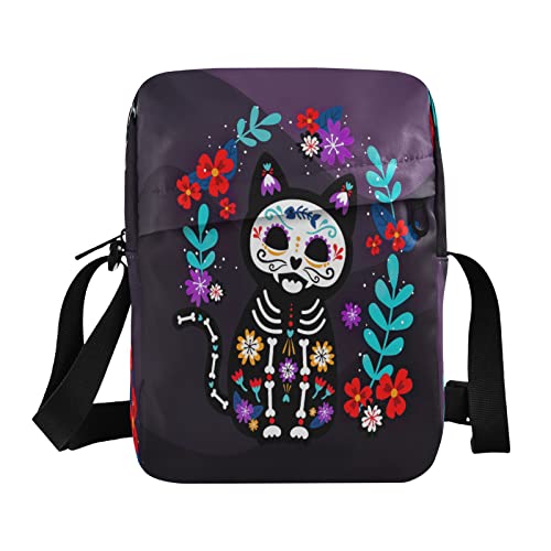 Day Death Dia De Los Muertos Crossbody-Tasche, klein, lässig, Umhängetasche, Handtasche, Handytasche, Geldbörse für Damen, Herren, Kinder, Mehrfarbig, Einheitsgröße von Caihoyu