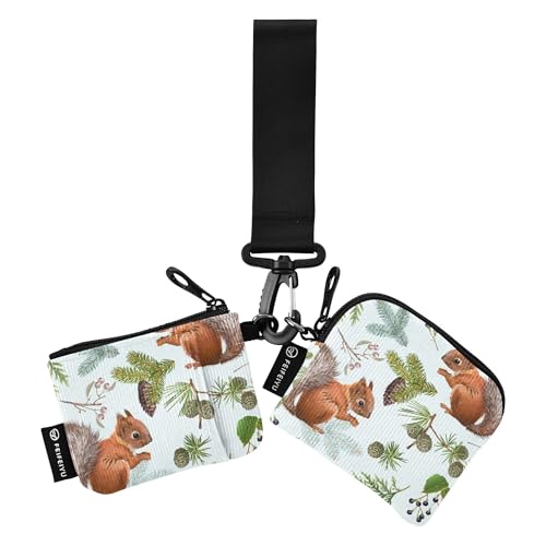 Eichhörnchen Doppel Geldbörse Münze Kreditkartenetui Geldbörse kleine abnehmbare Geldbeutel mit Armband für Damen Herren 2 Stück, mehrfarbig, 10,5 cm (L) x 9,9 cm, Mehrfarbig, 4.13"(L) x 3.5"(W), Ncaa von Caihoyu