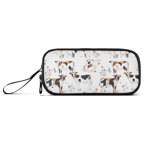 Federmäppchen für Jungen, großes Fassungsvermögen, für Teenager, College, mit Fach, schickes Kuh, Weiß von Caihoyu