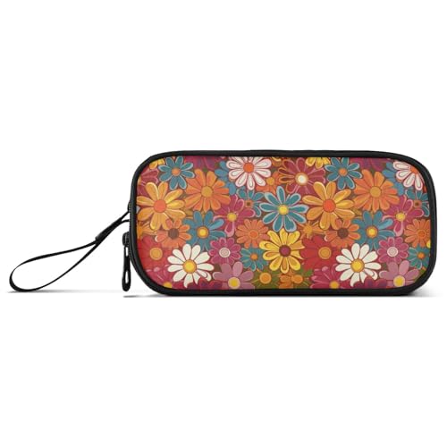 Federmäppchen mit großem Fassungsvermögen, Krankenschwester-Federmäppchen mit Reißverschluss, Schulbedarf mit Reißverschluss, buntes Blumenmuster, groovige Blumen von Caihoyu