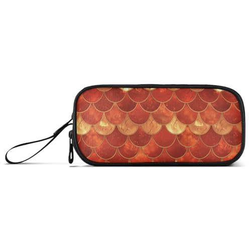 Federmäppchen mit großem Fassungsvermögen, Krankenschwesteretui, mit Bleistift, adrett, Schule, leicht, rote Fischschuppe, funkelnd von Caihoyu