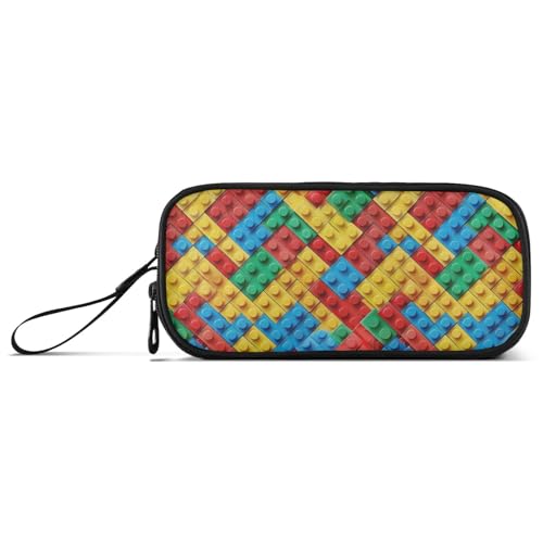 Federmäppchen mit großem Fassungsvermögen, Lehrer-Federmäppchen für Teenager, adrette Schule, leicht, bunte Bausteine von Caihoyu