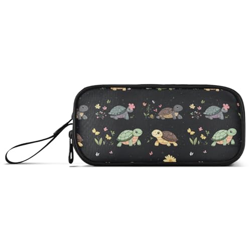 Federmäppchen mit großem Fassungsvermögen, Teenager, Reißverschluss, Kosmetik, multifunktional, Cartoon, niedliche Schildkröte von Caihoyu