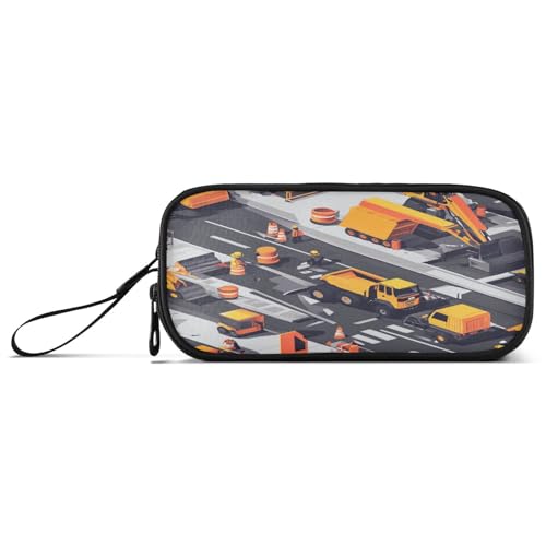 Federmäppchen mit großem Fassungsvermögen, cooles Federmäppchen für die Schule, mit Griff, Bau-Szene, Autobahnbau, Bulldozer von Caihoyu
