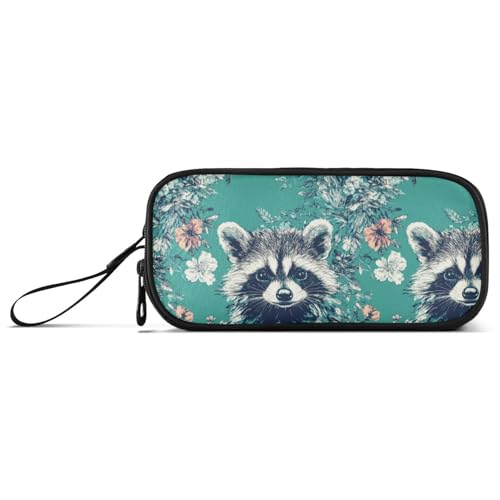 Federmäppchen mit großem Fassungsvermögen, für Damen, Kosmetik, Kosmetik, leicht, Kunst, Waschbär von Caihoyu