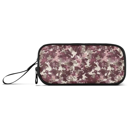 Federmäppchen mit großem Fassungsvermögen, für Erwachsene, Reise-Federmäppchen, College, mit Fach, Armee-Camouflage, Burgunderrot, Camouflage von Caihoyu