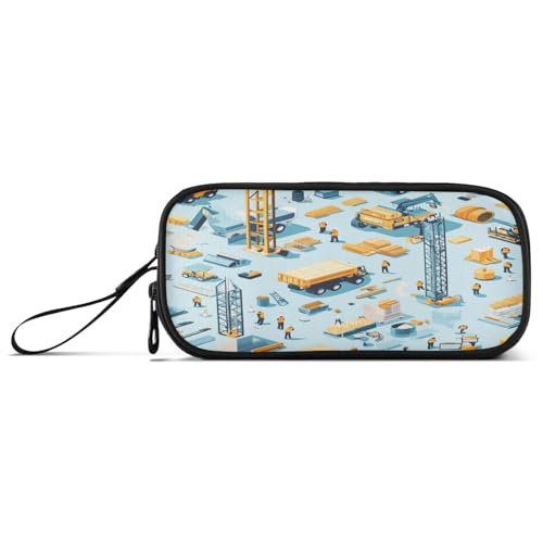 Federmäppchen mit großem Fassungsvermögen, für Herren, Kosmetik, High School, tragbar, Bau-Szene, Muldenkipper von Caihoyu