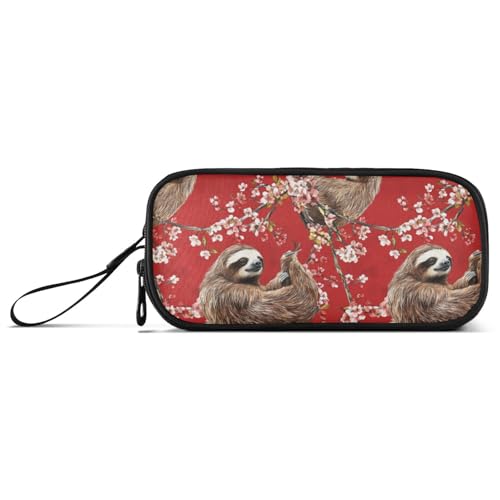 Federmäppchen mit großem Fassungsvermögen, für Herren, Kosmetik, leicht, Kunst-Faultier von Caihoyu