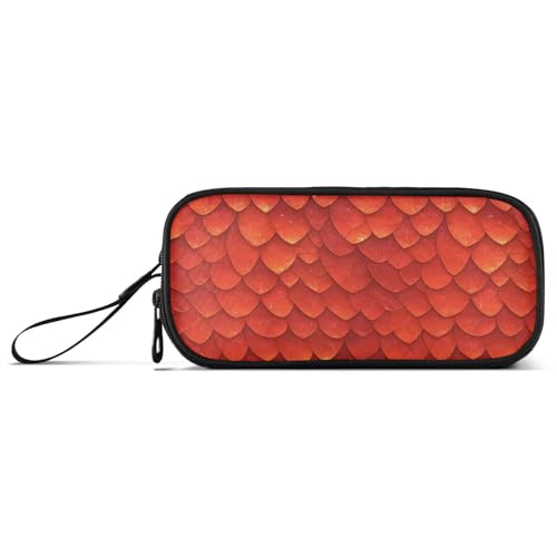 Federmäppchen mit großem Fassungsvermögen, für Jungen, Stehendes Federmäppchen, College mit Fach, rote Skalen, schimmernd von Caihoyu