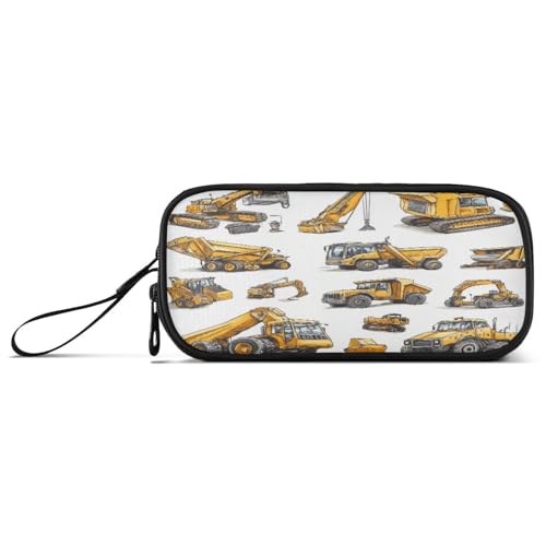 Federmäppchen mit großem Fassungsvermögen, für Kinder, Reise-Federmäppchen, Kosmetik, tragbar, Baufahrzeuge von Caihoyu