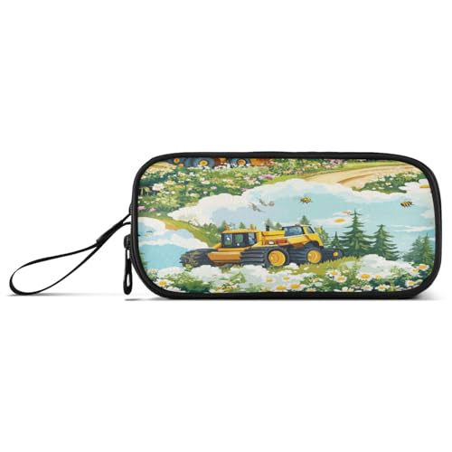Federmäppchen mit großem Fassungsvermögen, für Kinder, Schreibwarentasche, leicht, Bauwagen, Cartoon-Bulldozer, personalisierbar von Caihoyu