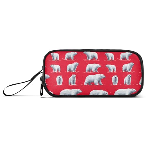 Federmäppchen mit großem Fassungsvermögen, für Kinder, Schulbedarf, multifunktional, schicker Eisbär von Caihoyu