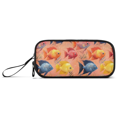 Federmäppchen mit großem Fassungsvermögen, für Kinder, adretter Schulbedarf mit Griff, lustige Kaiserfische von Caihoyu