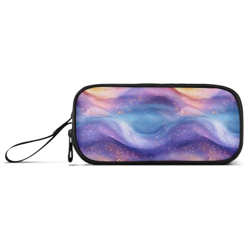 Federmäppchen mit großem Fassungsvermögen, für Studenten, Make-up-Tasche, niedliches Schulzubehör mit Fach, Pfirsichblau, Violett von Caihoyu