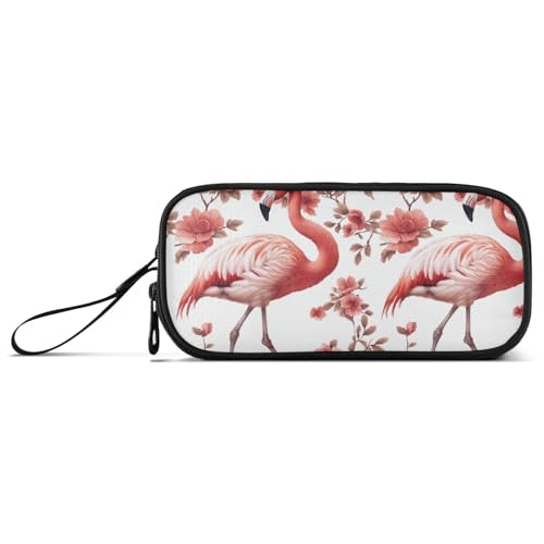 Federmäppchen mit großem Fassungsvermögen, für Teenager, Jungen, Federmäppchen mit Reißverschluss, Reise, mit Fach, süßer Flamingo von Caihoyu