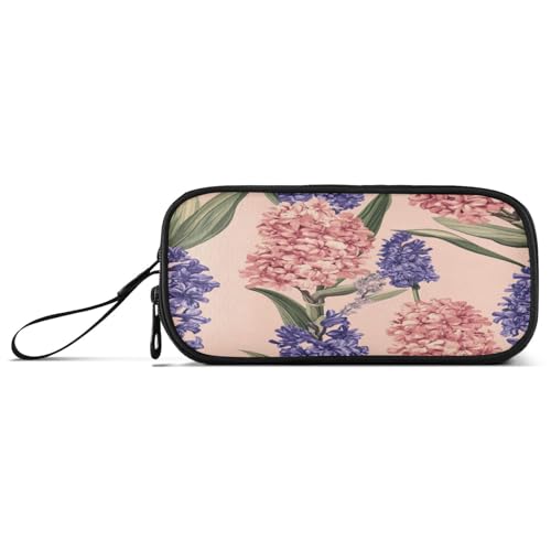 Federmäppchen mit großem Fassungsvermögen, für Teenager, Mädchen, Kosmetik, Schulbedarf, multifunktional, Blumen, Hyazinthen, Kirschblüten, Hyazinthen von Caihoyu