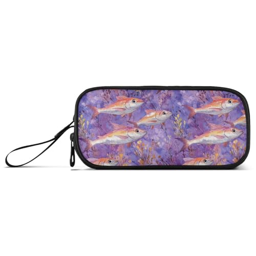 Federmäppchen mit großem Fassungsvermögen, für Teenager, Mädchen, mit Bleistift, niedliches Schulbedarf, tragbar, Kunst, Pompano-Fische von Caihoyu