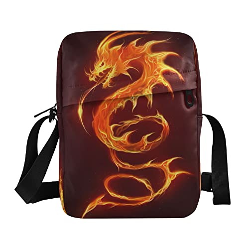 Fire Dragon Umhängetasche, klein, lässig, Umhängetasche, Handtasche, Handytasche, Geldbörse für Damen, Herren, Kinder, Mehrfarbig, Einheitsgröße von Caihoyu