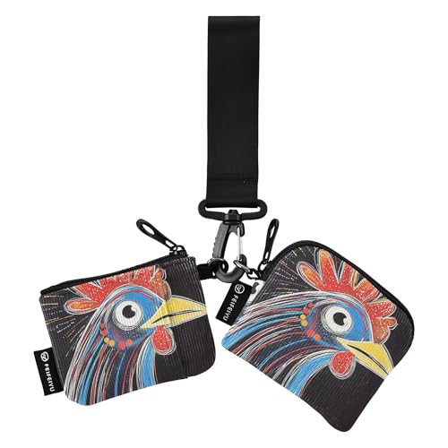 Funny Pet Huhn Damen Dual Wallets Busniess Kartenetuis Kleine Tragbare Münzbörse Geldbörse Tasche mit Reißverschluss Münzfach für Damen Mädchen 2 Packungen, Mehrfarbig, 4.13"(L) x 3.5"(W von Caihoyu