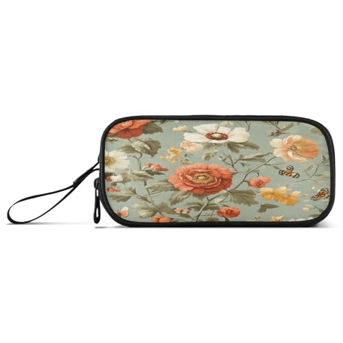 Große Kapazität Federmäppchen Frauen Schreibwaren Federmäppchen Mittelschule mit Reißverschluss Herbst Blumen Nelke Kirschblüte Schmetterlinge Bienen von Caihoyu